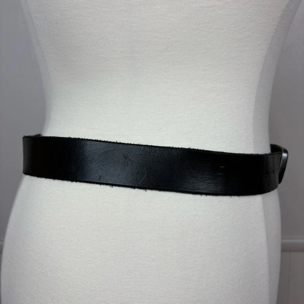 Booty Boutique‎ Vintage Black Leather Belt Give Love Belt Buckle Size XL Vintage